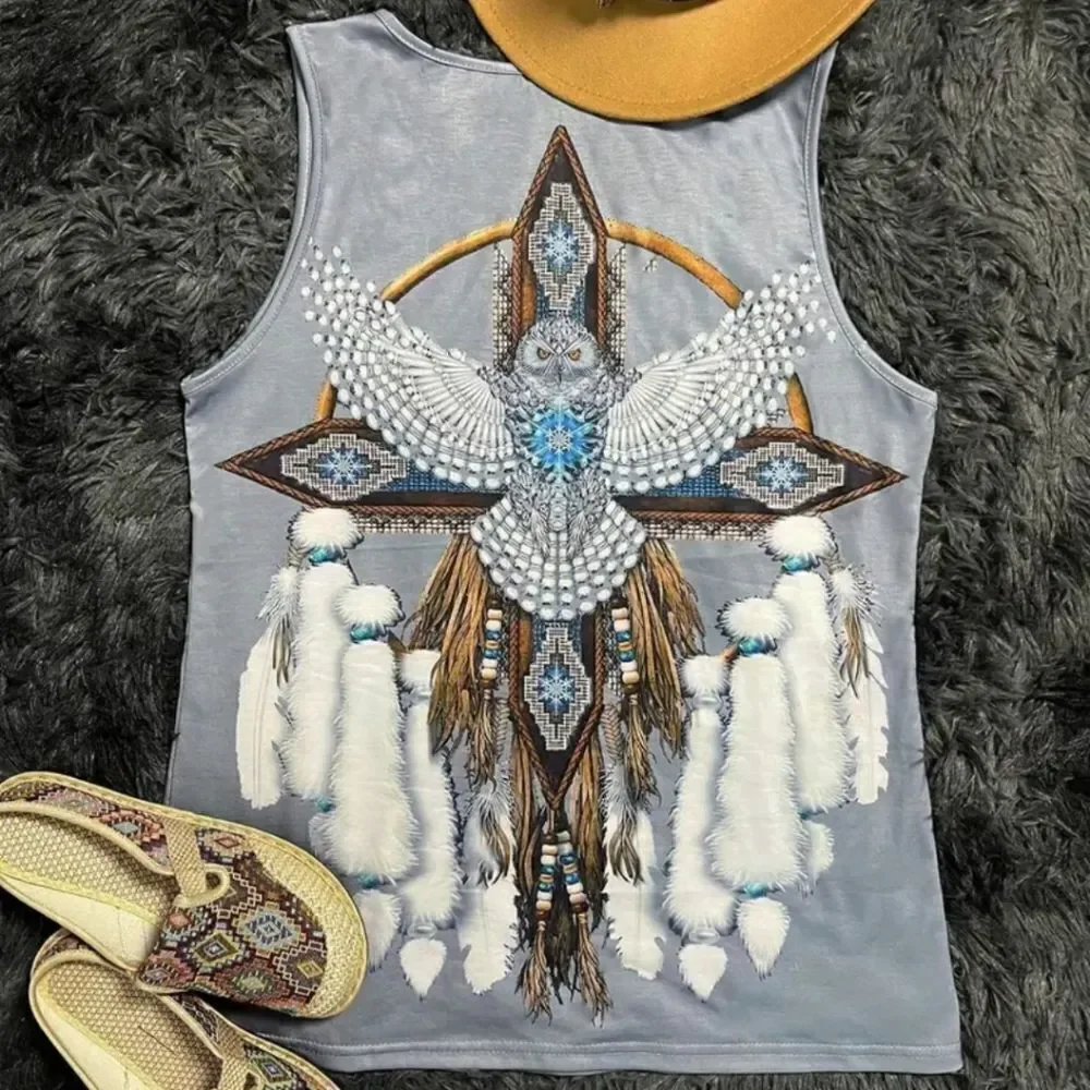 🔥Aztec Print Round NeckTank Top - Picture 2 of 6